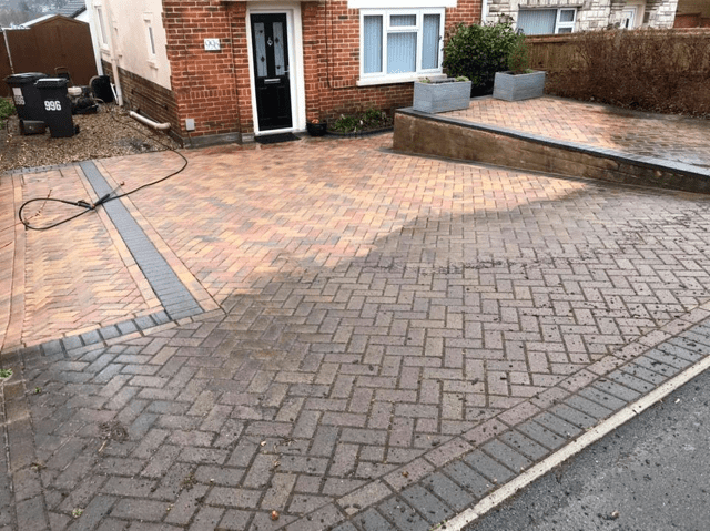 pressure washing a block paving driveway in Bournemouth